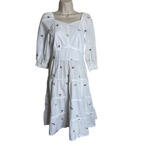 Ivy City White Floral Embroidered Dress Puff Sleeve size X-small